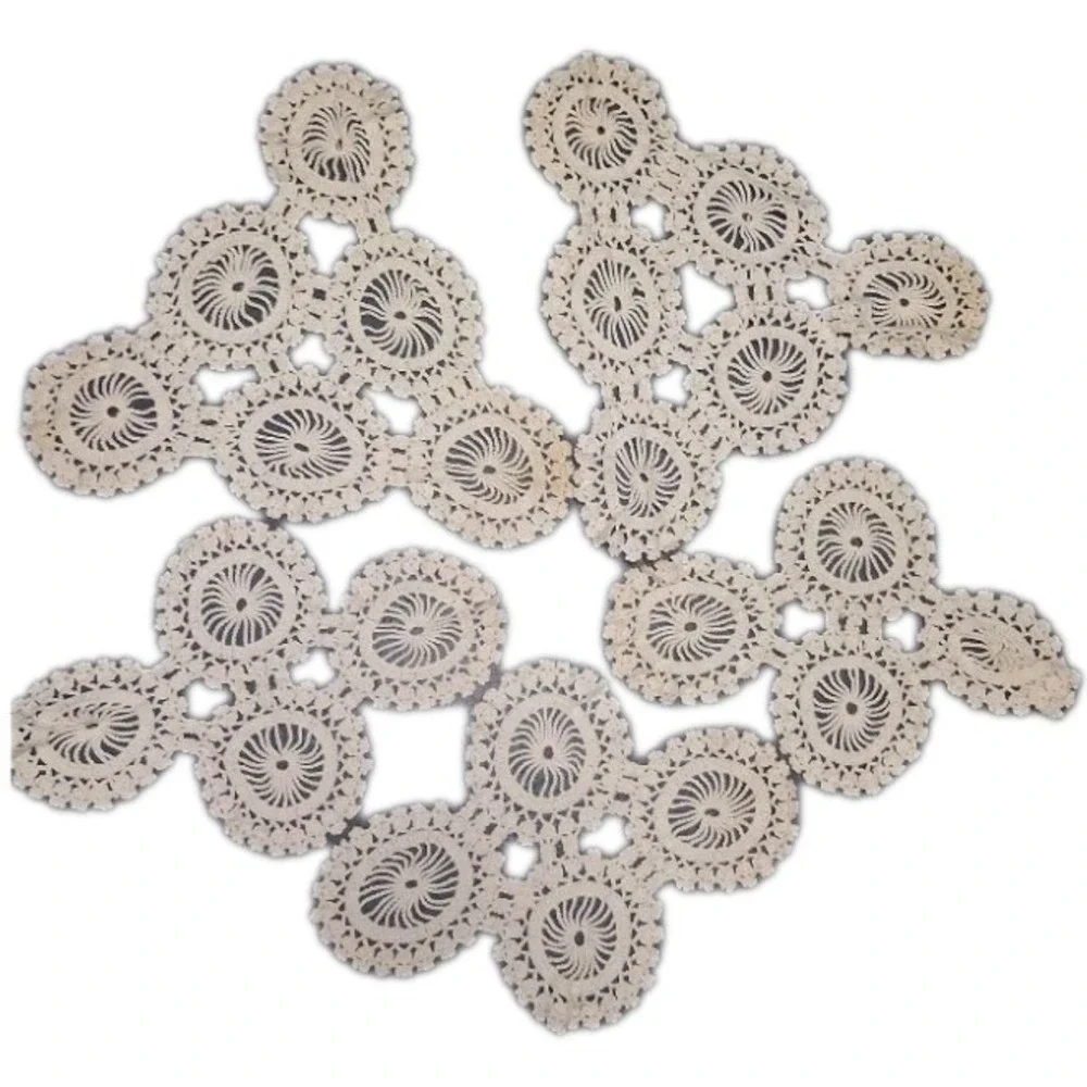 Vintage Handmade Crochet  Doily Set of 5 Grannycore Cottagecore